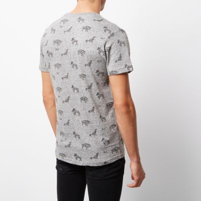 Grey Bellfield animal print T-shirt